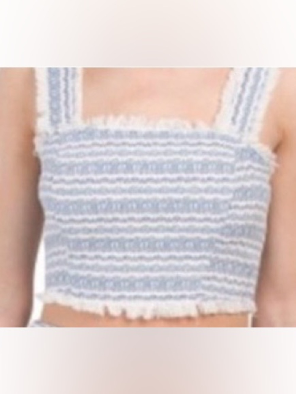 New House of Harlow 1960 Light Blue, Pink & White Tweed Bustler Crop Top